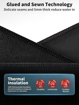 Чоловічі неопренові рукавички Sushall для плавання, серфінгу, каякінгу, дайвінгу, 3 шт., 5 мм, чорний (L)