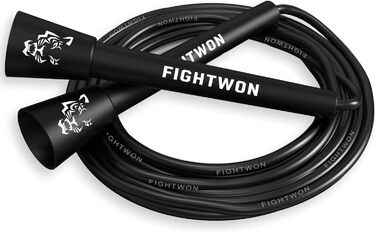 Скакалка FightWon 5 мм з ПВХ, регульований, для занять вдома та на вулиці, з міцними ручками, ультраміцний ПВХ, чорний Onyx