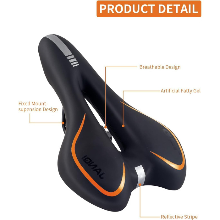 Велосипедне сідло MSDADA Gel MTB: комфортне, ергономічне, водонепроникне для MTB, BMX, шосе, міських велосипедів та спінбіків (чоловіче/жіноче)