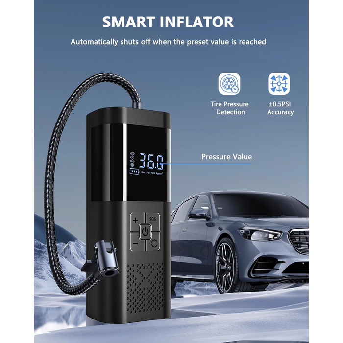 Електрична повітряна помпа SERVOMASTER з манометром, акумуляторна, 150 PSI, LED, для велосипеда, авто, мотоцикла