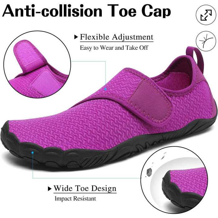 Шкарпетки-шкарпетки Mishansha для відпочинку на воді, швидковисихаючі, антиковзкі, для активного відпочинку, розмір 36-46 (42 EU), колір: фіолетовий