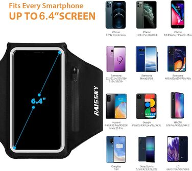 Спортивний браслет Haissky з кишенькою для навушників - чохол для телефону на руку для iPhone та Huawei