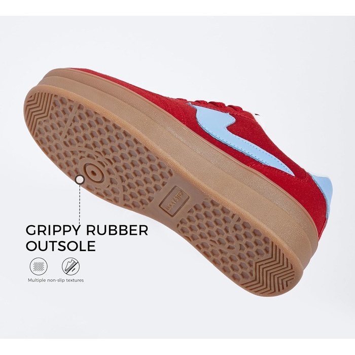 Жіночі кросівки на платформі LUCKY STEP – модні масивні кросівки, зручні шнурівки для повсякденного носіння та прогулянок з прошитими деталями, чорно-білі (червоно-сині, 36 EU)