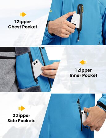 Чоловіча куртка для сноубордингу та лижного спорту Rdruko, водонепроникна, з утеплювачем, флісова капюшон, блакитна