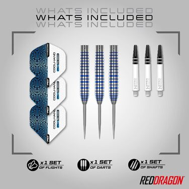 Дартс набір Red Dragon Luke Humphries TX Series, стілтип, вольфрам, 22 г, 3 шт, з крилами і хвостовиками, преміум-якість