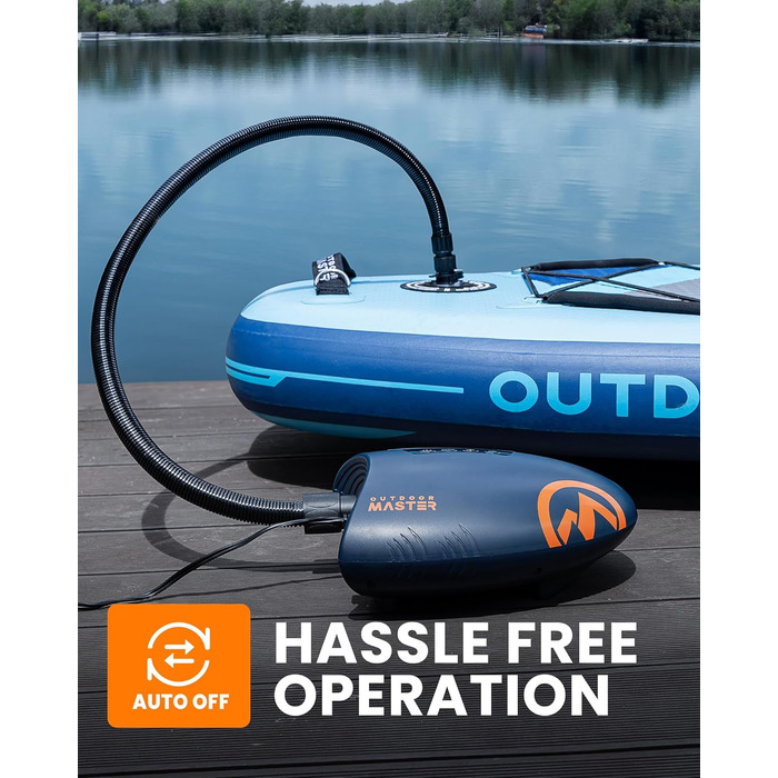 Насос для SUP OutdoorMaster The Shark: Електричний, 20PSI, 12V DC, Активне охолодження, для надувних SUP, човнів та paddle board