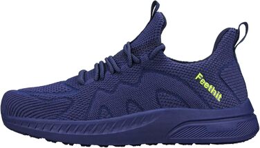 Кросівки Feethit для чоловіків: спортивні, для бігу, тенісу, фітнесу, джогінгу, ходьби. Легкі, дихаючі, повсякденні, для вуличної бігової активності. Розмір 45 EU, темно-синій.