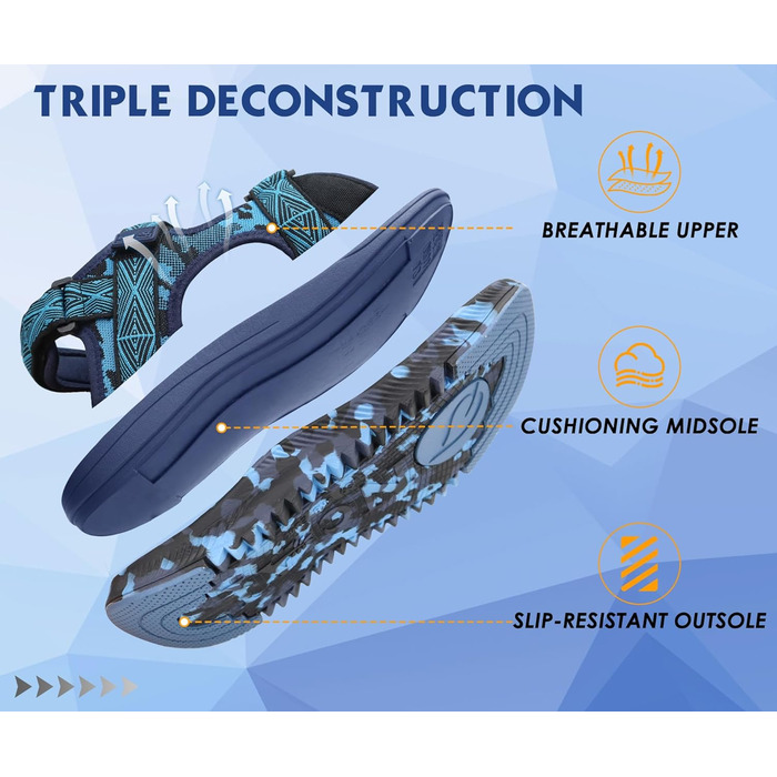 Чоловічі сандалі Oncaі Wandersandalen: ортопедичні трекінгові сандалі для відпочинку та спорту, блакитні, розмір 43 EU