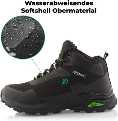 Черевики для хайкінгу/трекінгу жіночі/чоловічі, теплі, чорно-зелені (36 EU)