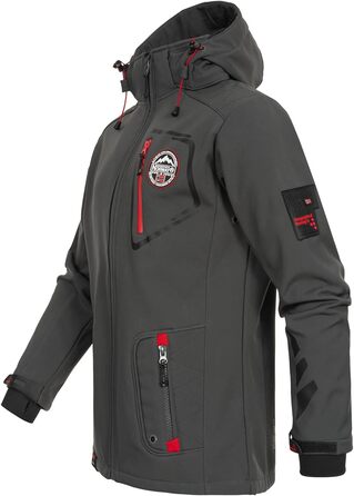 Чоловіча тактична куртка Geographical Norway Tacebook водонепроникна та дихаюча з капюшоном для походів та активного відпочинку, темно-сіра, розмір M