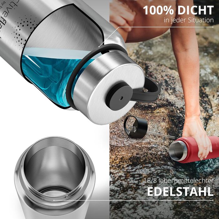 Термос пляшка з нержавіючої сталі ACTIVE FLASK 950 мл із соломинкою, 3 кришки, BPA-free, герметична, для газованих напоїв, велосипедна термобутилка для води, спорту, дітей, чаю