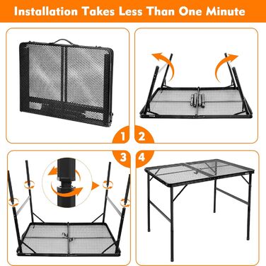 Складаний туристичний стіл EASTSTORM 60x40 см з металевою сіткою, 2 рівня висоти, для кемпінгу та відпочинку на природі (90 x 60 см)
