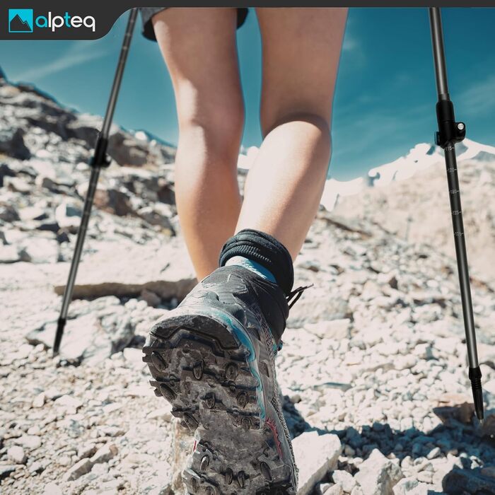 Телескопічні трекінгові палиці з карбону та алюмінію для скандинавської ходьби, регульовані 65–135 см, ергономічні, сині