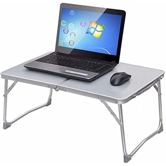 Складаний столик Qimu 60 см, алюміній, регульована висота 26/56 см, для саду та пікніка, білий