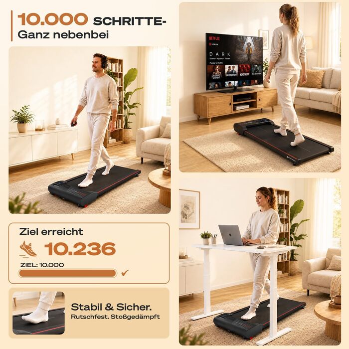 Бігова доріжка Sportstech WalkMate для дому та офісу з нахилом до 5%, швидкість 1-6 км/год, компактна, до 120 кг