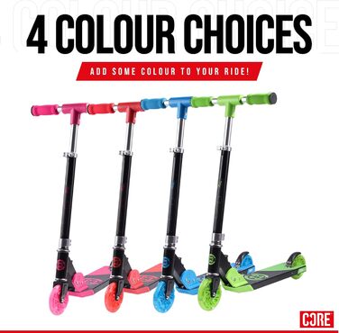 Самокат дитячий CORE Foldy Kinderroller 6-12 років, рожевий, LED-колеса, складаний, регульована ручка