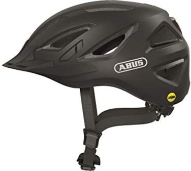 Велошолом ABUS Urban-I 3.0 MIPS з підсвіткою, захистом від ударів, козирком і магнітною застібкою, для чоловіків і жінок, розмір M (52-58 см), сірий (титан)