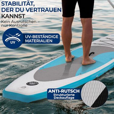 Надувний SUP СеренеЛайф для дорослих та дітей: комплект з веслом, насосом та сумкою. Touring SUP, рухлива дошка для плавання по морю, річці та озеру. Максимальне навантаження 155 кг, колір морської хвилі.