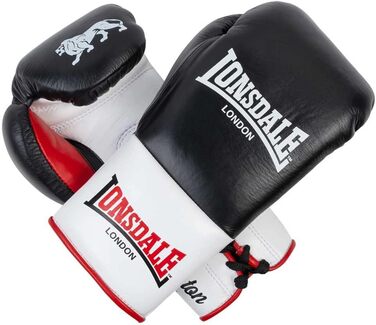 Боксерські рукавички Lonsdale Campton з натуральної шкіри (Чорний/Білий/Червоний, 10 oz L)