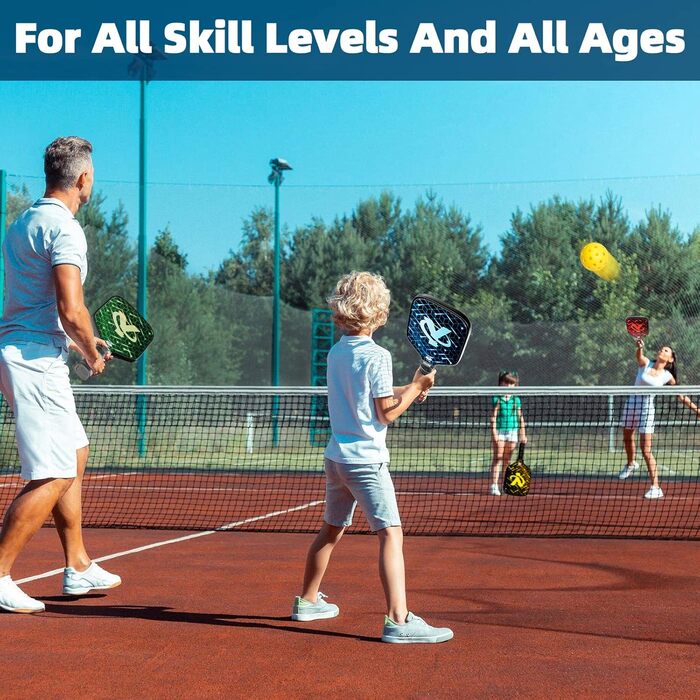 Набір для піклболу: 4 ракетки з фібергласовою поверхнею, 4 м'ячі, 4 рушники, сумка, схвалено USAPA