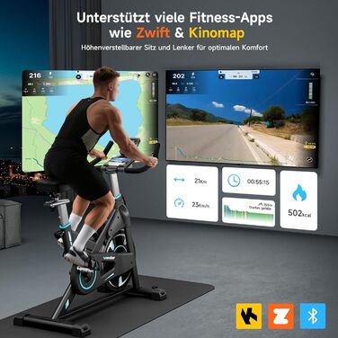 WENOKER Велотренажер для дому з магнітним опором, Indoor Bike з LCD-монітором, тиха робота, важке махове колесо, турецький колір