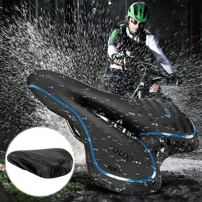Велосипедне сідло OUXI Gel: комфортне, м'яке, дихаюче, ергономічне, для MTB, шосе, гірського велосипеда, чоловіче та жіноче, блакитне