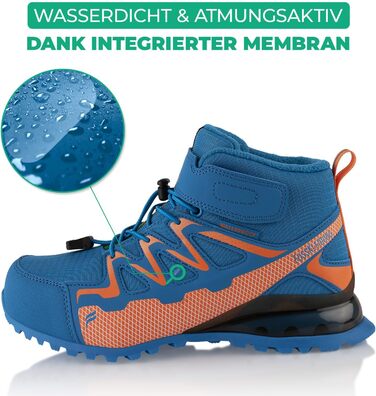 Зимові чоботи для жінок та чоловіків, водонепроникні, з утеплювачем, туристичні (39 EU, синій/оранжевий)