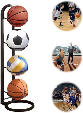Стовпчик для м'ячів на 4 яруси, вертикальна підставка для зберігання м'ячів, стелаж для футбольних м'ячів, знімна металева підставка для демонстрації, полиця для зберігання м'ячів, для волейболу, баскетболу, футболу