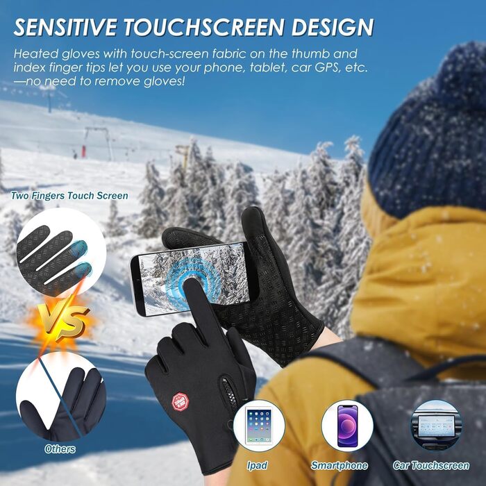 Електричні гріючі рукавички з підігрівом USB для чоловіків та жінок, сенсорні, для альпінізму, походів, велоспорту, кемпінгу