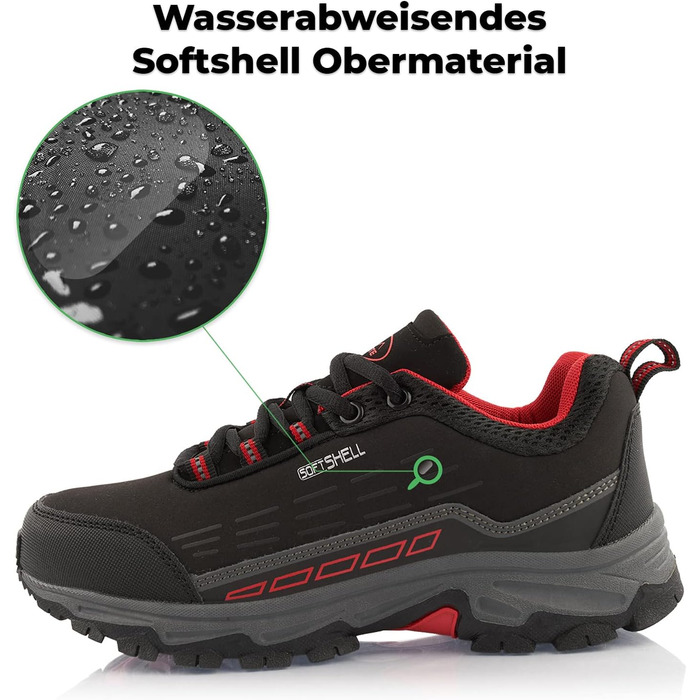 Черевики для хайкінгу/трекінгу для жінок та чоловіків, водонепроникні, чорно-зелені/чорно-червоні (36 EU)