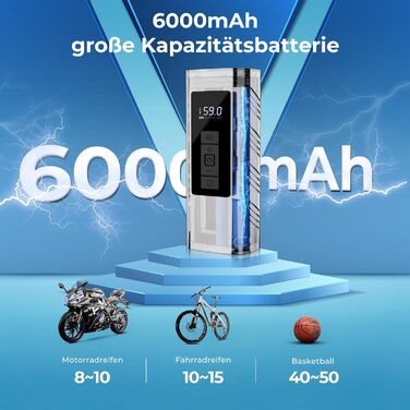 Електрична насосна станція YOUNGDO для велосипедів, 150 PSI, акумуляторний компресор 6000 мА·год, підходить для всіх типів вентилів велосипедів, мотоциклів і авто
