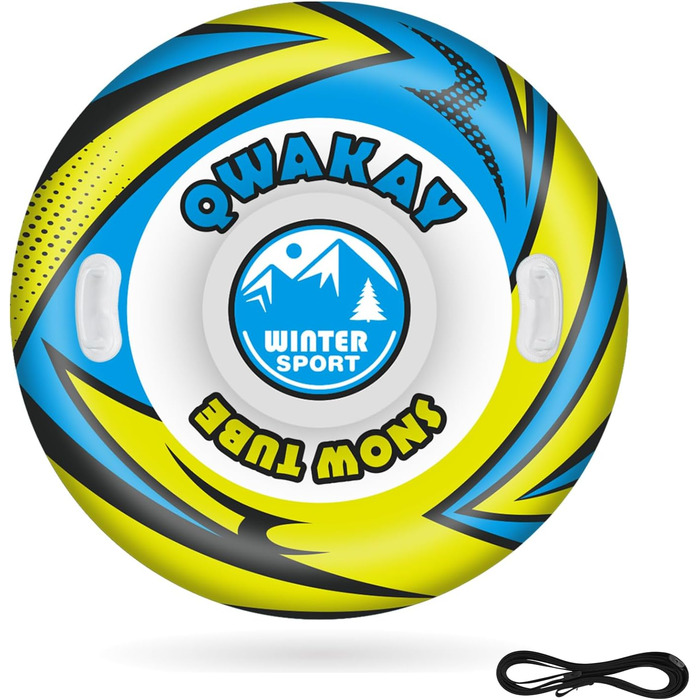 Надувний сніговий тюб зі стропом, 47-49-68 дюймів. Міцний корпус, морозостійкий матеріал. Для зимових розваг дітей та дорослих