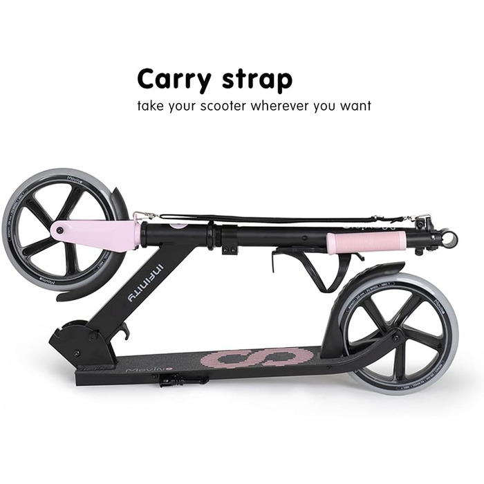 Самокат MOVINO Infinity Roller для міста, складаний, регульований, з тримачем для пляшки, для дітей та дорослих, алюмінієва дека