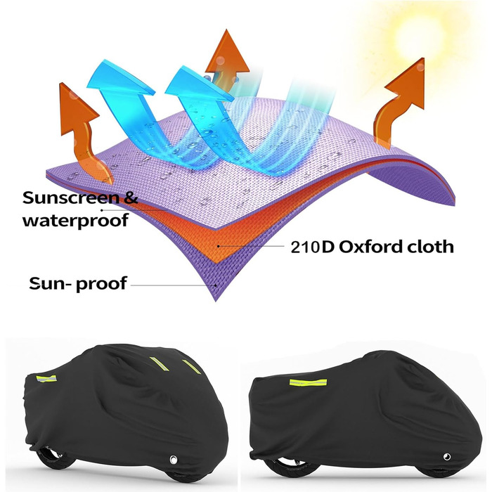 Водонепроникний чохол для мотоцикла XXXL з тканини 420D Oxford, універсальний захисний тент для мотоцикла та скутера з отвором для замка, 265x105x133 см