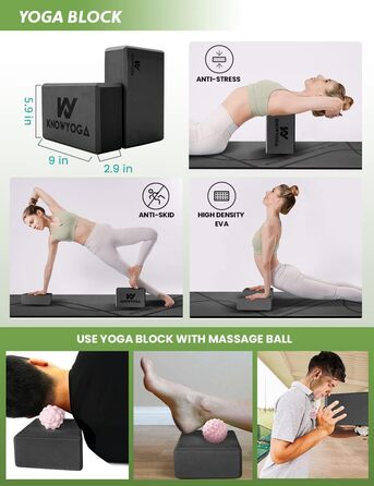 Набір для йоги KNOWYOGA Starter Kit 12 в 1: мат, ролер, стрічки, блоки, м'ячі для масажу. Для початківців