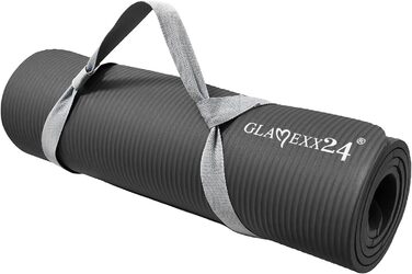 Гімнастичний килимок Glamexx24 для фітнесу та йоги, преміум-якість, нековзкий, товстий, різні розміри, з ременем для перенесення та плакатом вправ, гіпоалергенний, без фталатів, ідеальний для пілатесу, гімнастики та йоги