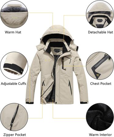 Чоловіча лижна куртка Warm Winter Schnee Mantel - Водонепроникна вітрозахисна куртка для сноубордингу, хайкінгу та подорожей, хакі L