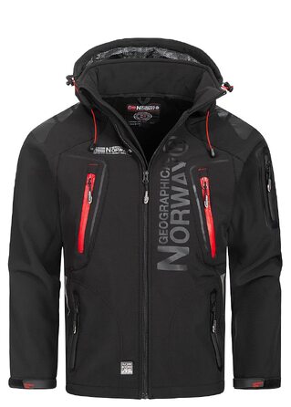 Чоловіча демісезонна куртка Geographica Norway Softshell — водонепроникна outdoor куртка для спорту та походів, колір чорний (розмір 5XL)