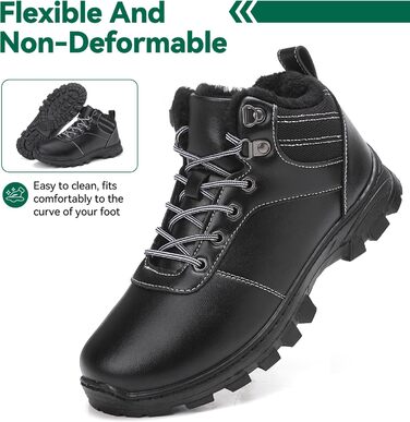 Зимові черевики для чоловіків та жінок – теплі, з підкладкою, снігові черевики, легкі, нековзні, для активного відпочинку та повсякденного носіння (36 EU, чорний Gb1172)