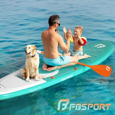 Надувний SUP дошка FBSPORT для сплаву та серфінгу, 335x84x15 см, з аксесуарами (Cyan)