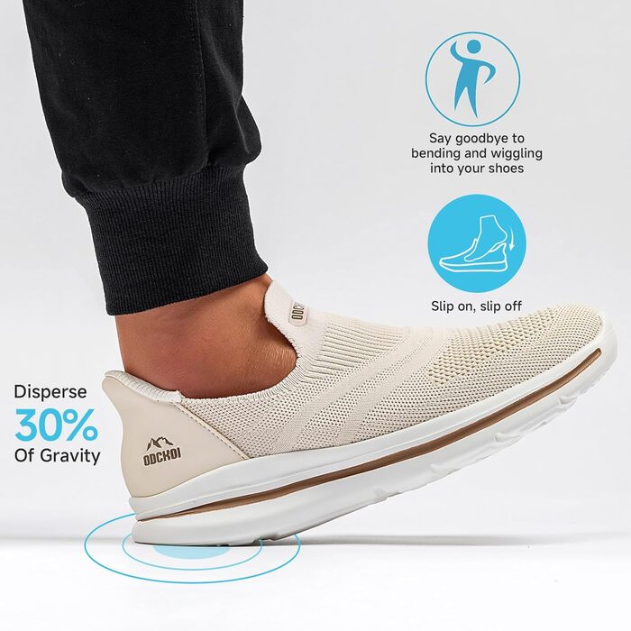 Чоловічі сліпони без шнурівків: спортивні кросівки для бігу та прогулянок (Бежевий, 44 EU)