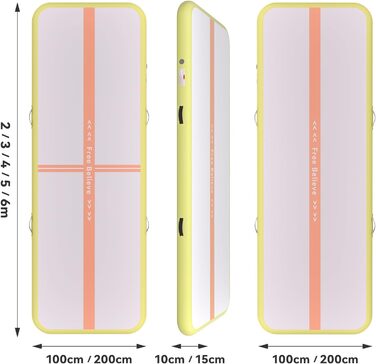 Мата Airtrack Matte для гімнастики, йоги та тренувань: 2/3/4/5/6м, 10/15см, з електричним насосом 600W, для дому, на вулицю, фітнес, оранжева + жовта