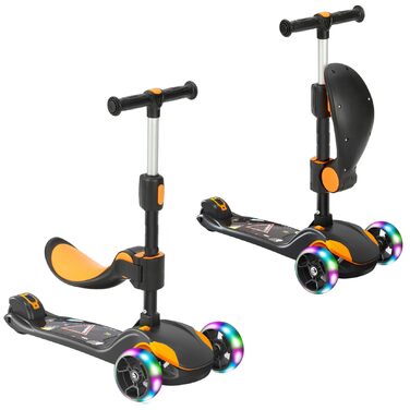 Дитячий роликовий самокат Kinderroller з LED-колесами, регульована висота, складний, від 3 років