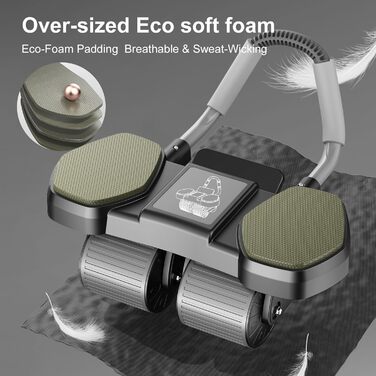 Ролер для пресу, тренажер для дому, 4-колісний, стабільний, для зміцнення м'язів живота та корпусу, довговічний, легкий, для чоловіків та жінок, фітнес для дому (блакитний)