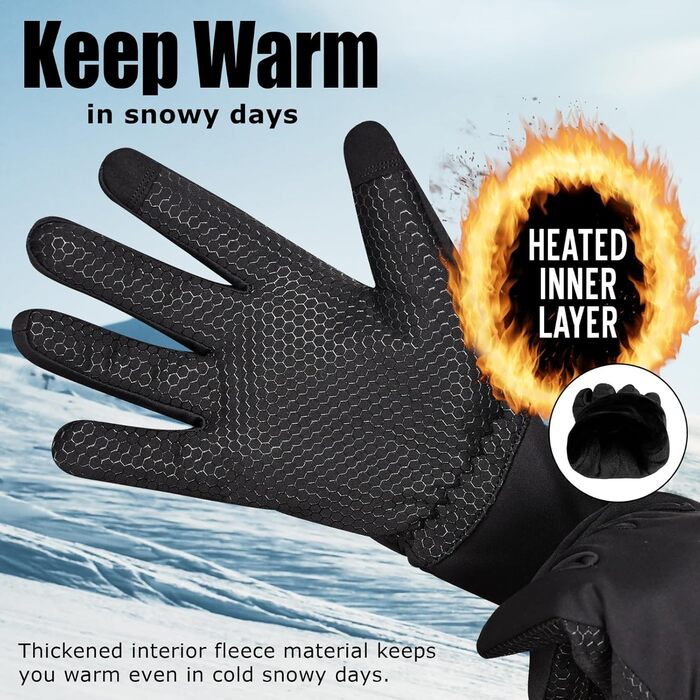Велосипедні рукавички Westwood Fox: теплі зимові рукавички з водонепроникним екраном, вітрозахисні термо-рукавички для чоловіків та жінок, чорний колір, розмір L