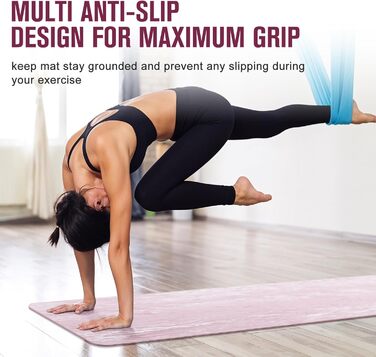 Килимок для йоги Marjar з неслизьким покриттям, фітнес-килимок для занять спортом, 183 x 61 x 0.6-1 см, рожевий