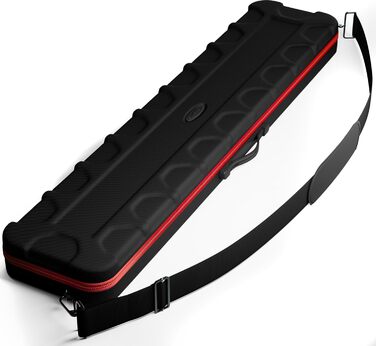 Чохол для більярдних київ Casemaster Parallax Guard 2x2, на 2 цілі киї (2 butts/2 shafts), міцний поліестер 600D Oxford, чорний з червоним