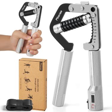 Еспандер для рук та кистей Fitense Handtrainer (50-225LB) - тренажер для розвитку сили хвату, регульований, срібний