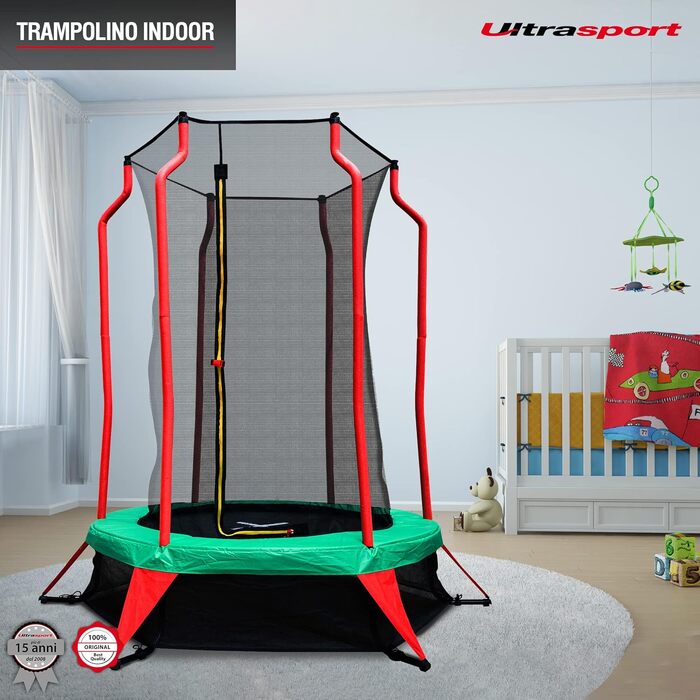 Батут Ultrasport Uni-Jump для дітей: Ø 140/183/244/305/366/460 см, до 150 кг, комплект з сіткою, захистом та монтажним набором