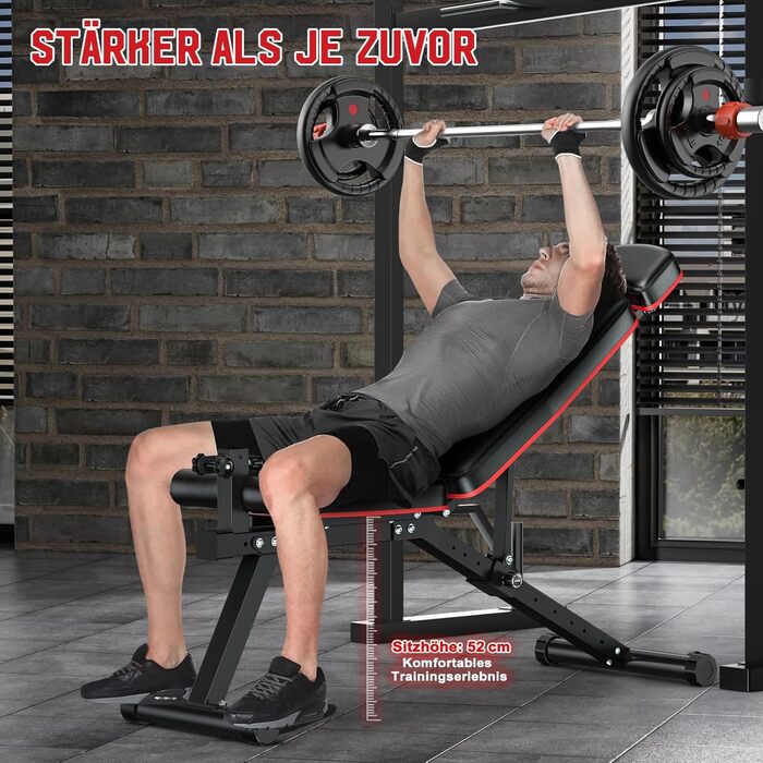 Регульована лава для тренувань XDDIAS з блоком для згинання ніг та підтримуючим валиком, до 410 кг, 10 положень спинки, для дому, багатофункціональна